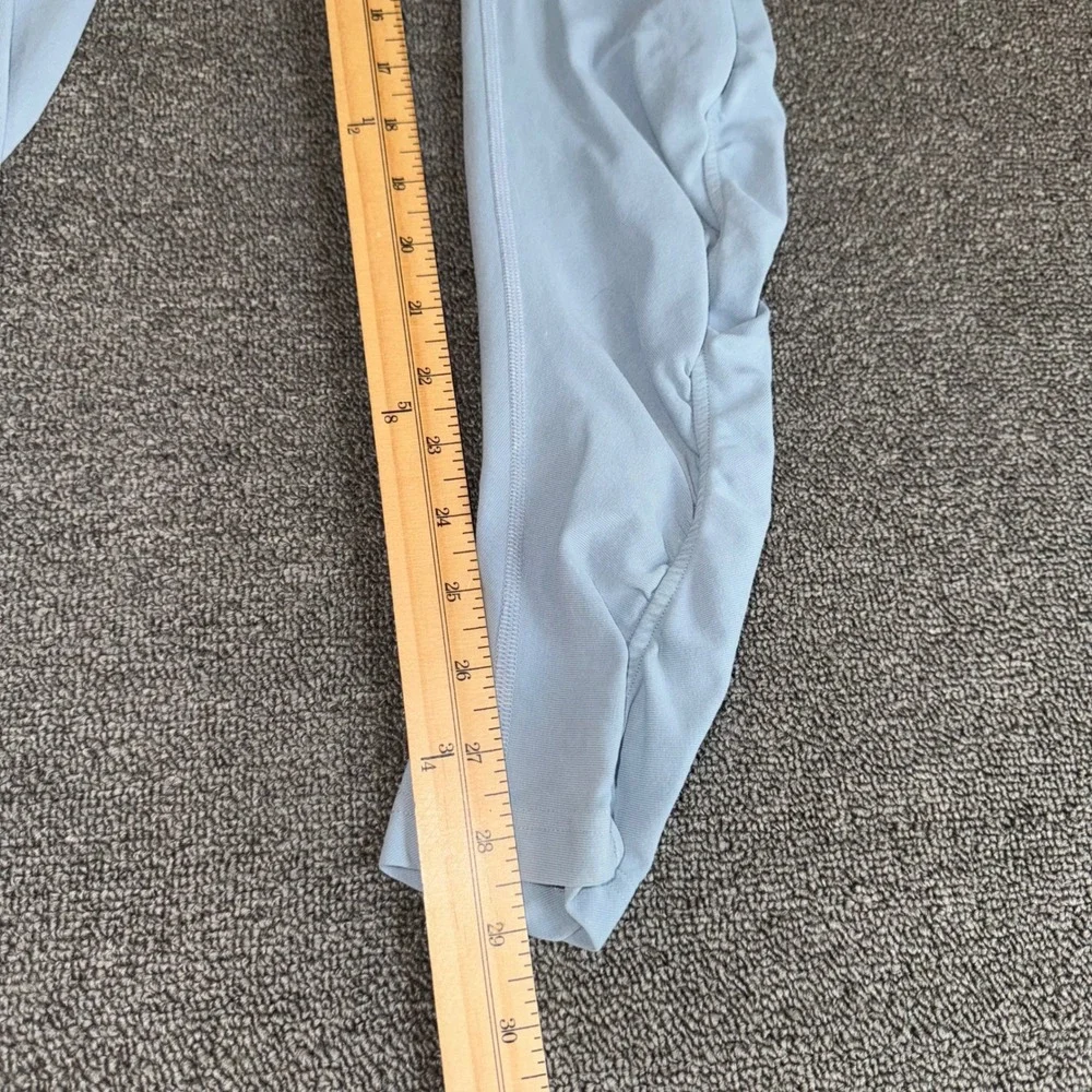 Lululemon High Rise Ruched Leggings Light Blue Cotton Blend Size 6 Gorpcore